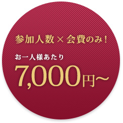 参加人数×会費のみ！お一人様あたり7,000円から